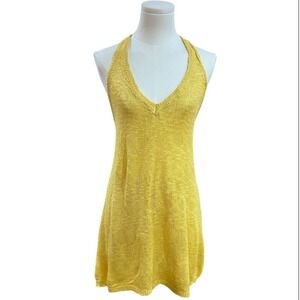 M Shion Yellow Knit Halter Top & Shorts Set Summer Resort Wear Two Piece M